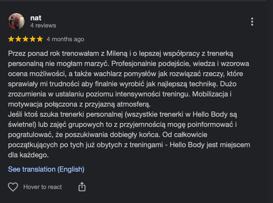 Opinia klientki Hello Body 2